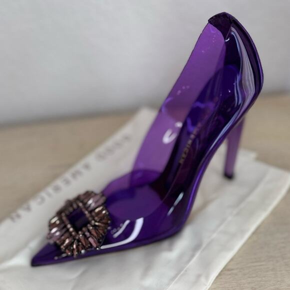 NWT Good American Cinder-F*cking Rella Jeweled Pumps Purple US 4 Party Cocktail - Picture 3 of 6